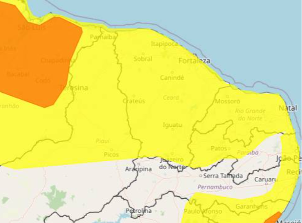 Inmet emite alerta de chuvas intensas para todo o Ceará até a manhã desta segunda-feira (30)